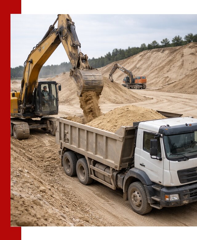 Доставка карьерного песка с самосвалами и разгрузкой в Кизилюрте