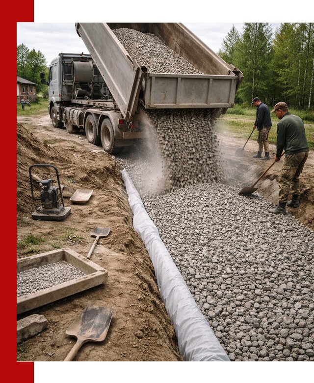 Гравий для дренажа с доставкой в Кизилюрте качественный и недорогой