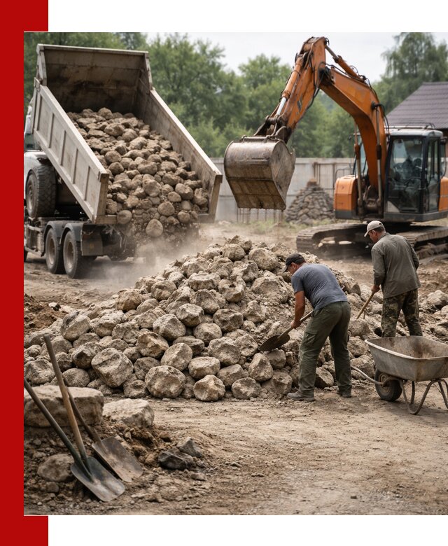 Доставка и разгрузка бутового камня в Кизилюрте