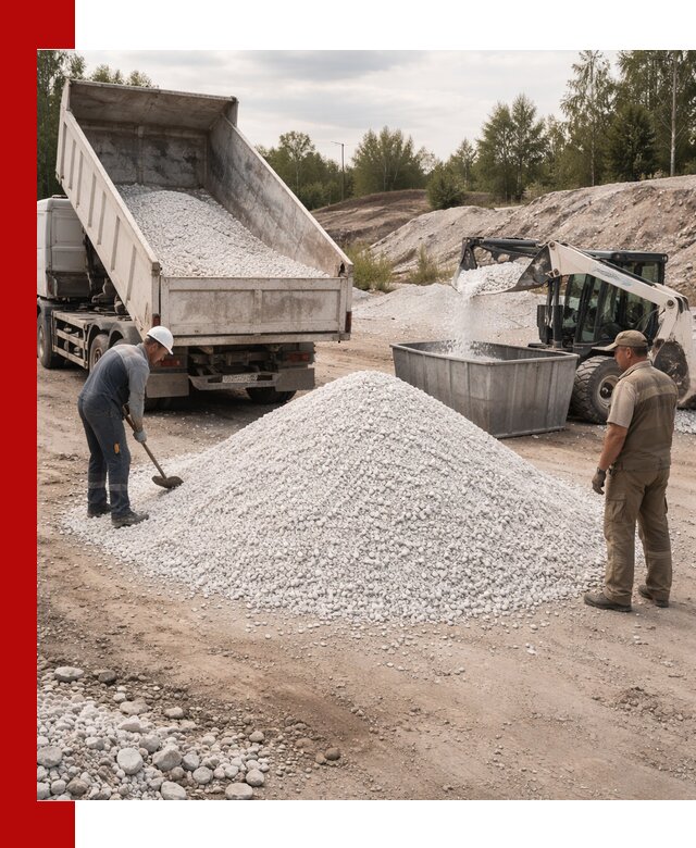 Доставка и продажа белой мраморной крошки в Кизилюрте