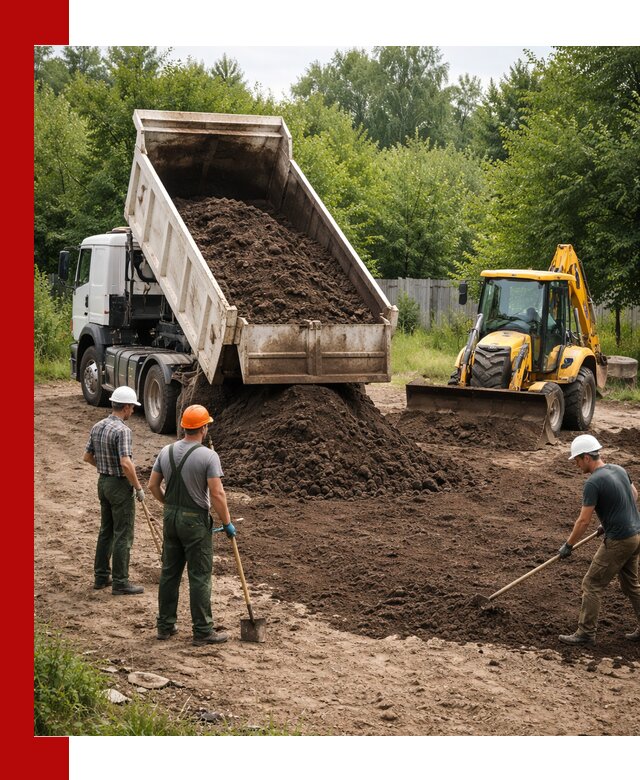 Доставка и укладка грунта для выравнивания участка в Кизилюрте