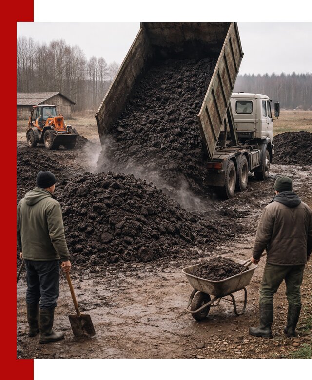 Доставка низинного торфа с разгрузкой и доставкой в Кизилюрте