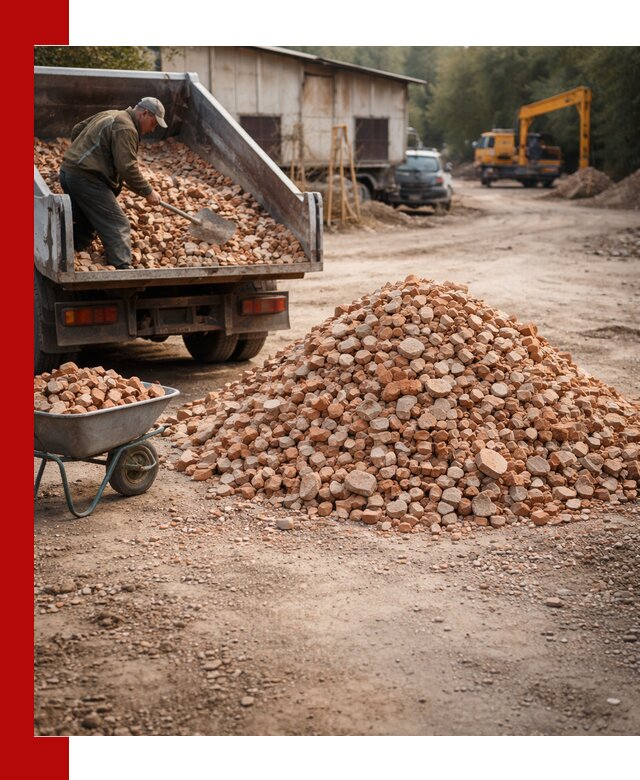 Доставка и подушка из боя кирпича с разгрузкой в Кизилюрте