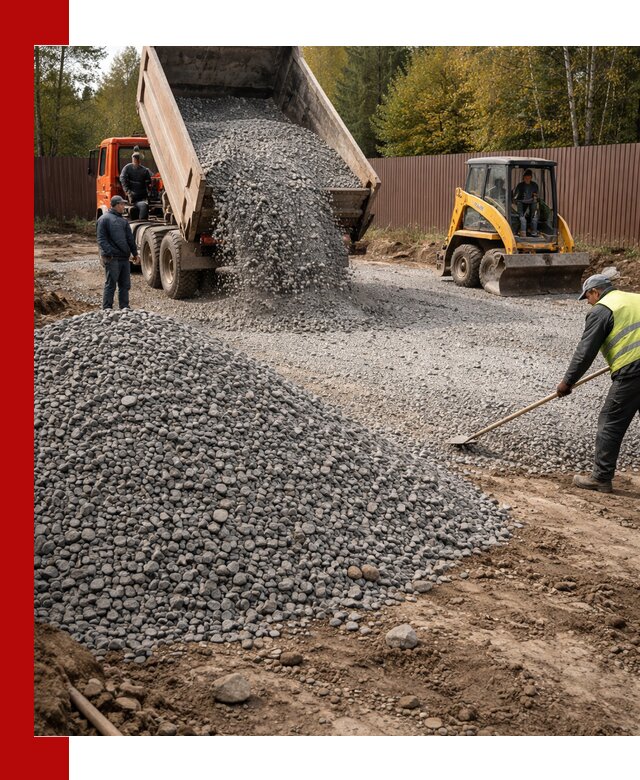 Отсыпка участка щебнем с доставкой и уплотнением в Кизилюрте